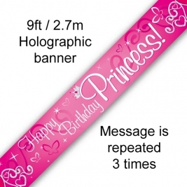 Happy Birthday Princess Holographic Banner 9ft