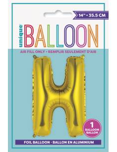 Gold Letter H Shaped Foil Balloon 14 Inch